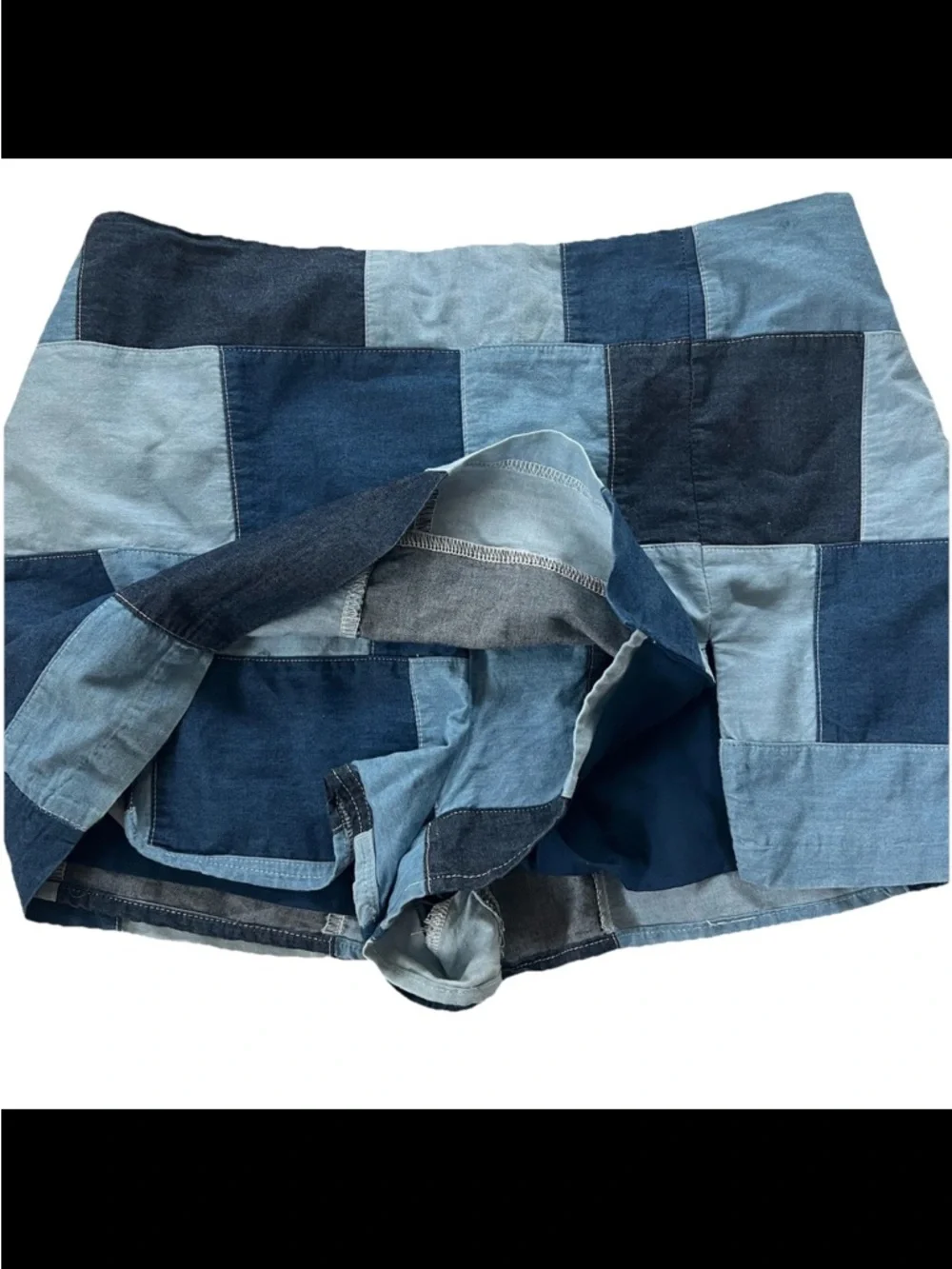 Amanda Uprichard Dale Skort Women’s M Denim Quilted Patchwork Festival Y2K - Picture 4 of 7